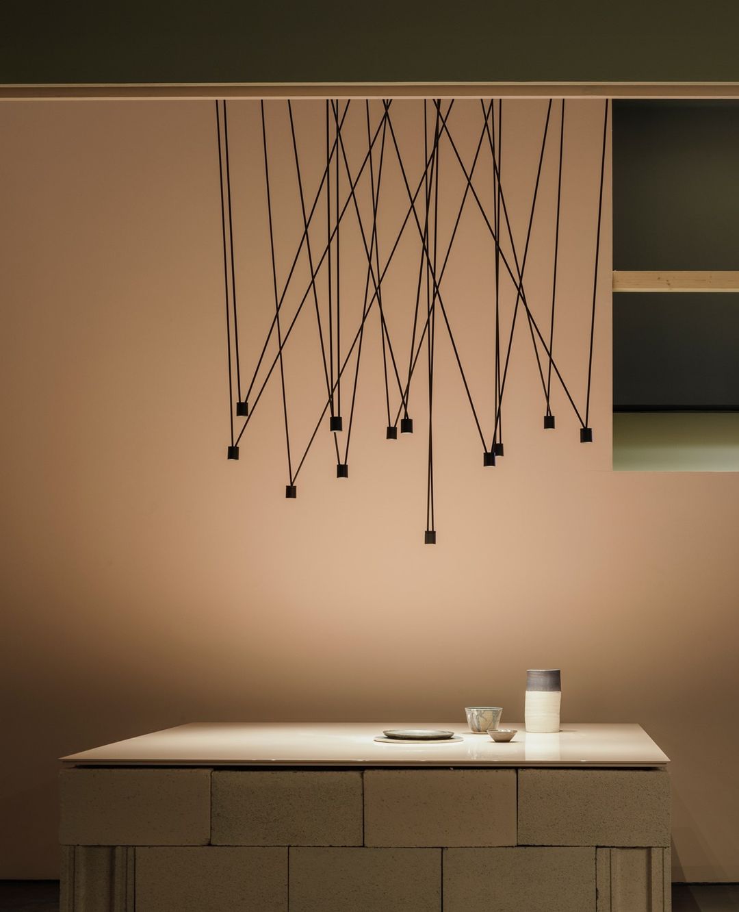 Modular Pendant Chandelier with Matte Lacquered Cables, 1-12 Lights