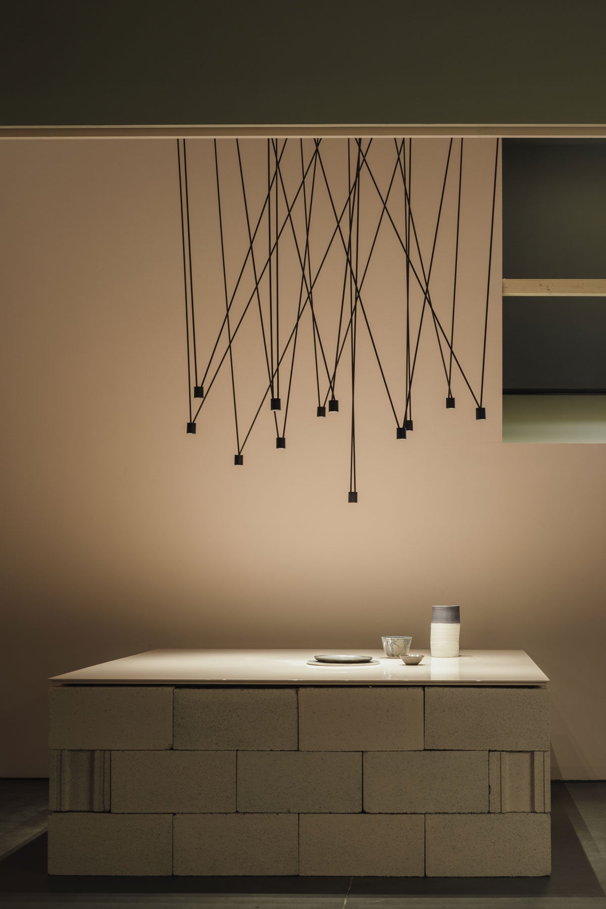 Modular Pendant Chandelier with Matte Lacquered Cables, 1-12 Lights