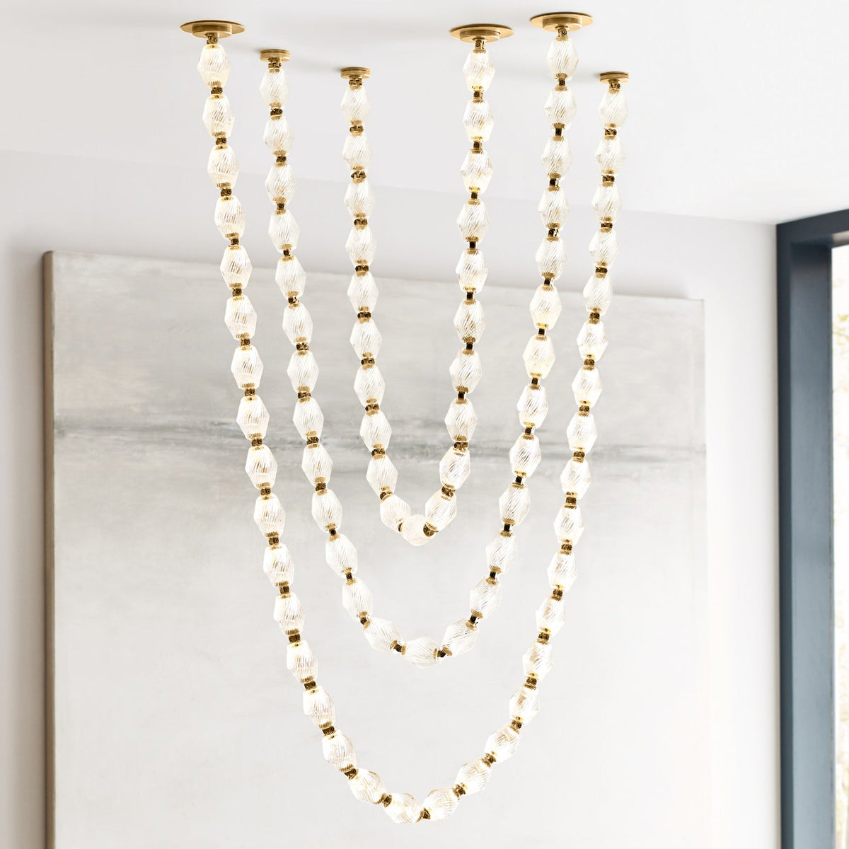 Riviere Glass Chain Chandelier – Modern Linear LED Pendant Light