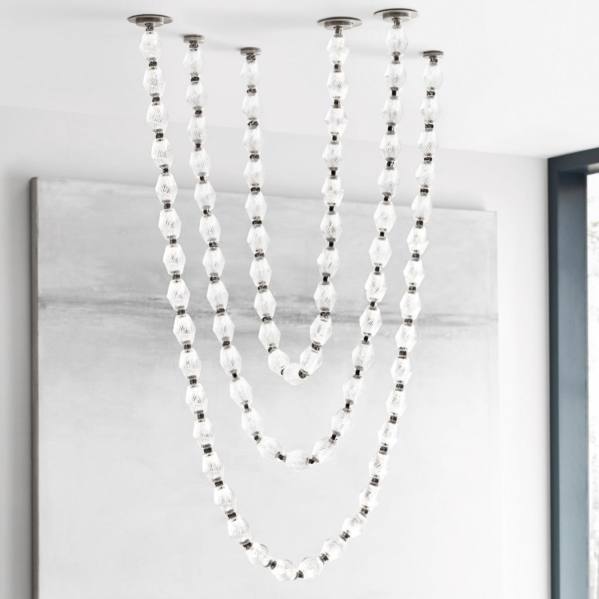 Riviere Glass Chain Chandelier – Modern Linear LED Pendant Light
