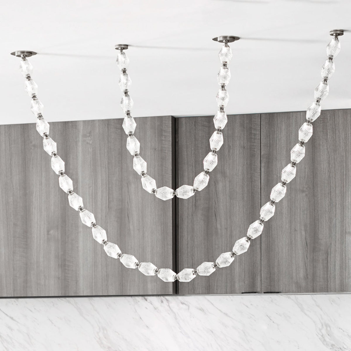 Riviere Glass Chain Chandelier – Modern Linear LED Pendant Light
