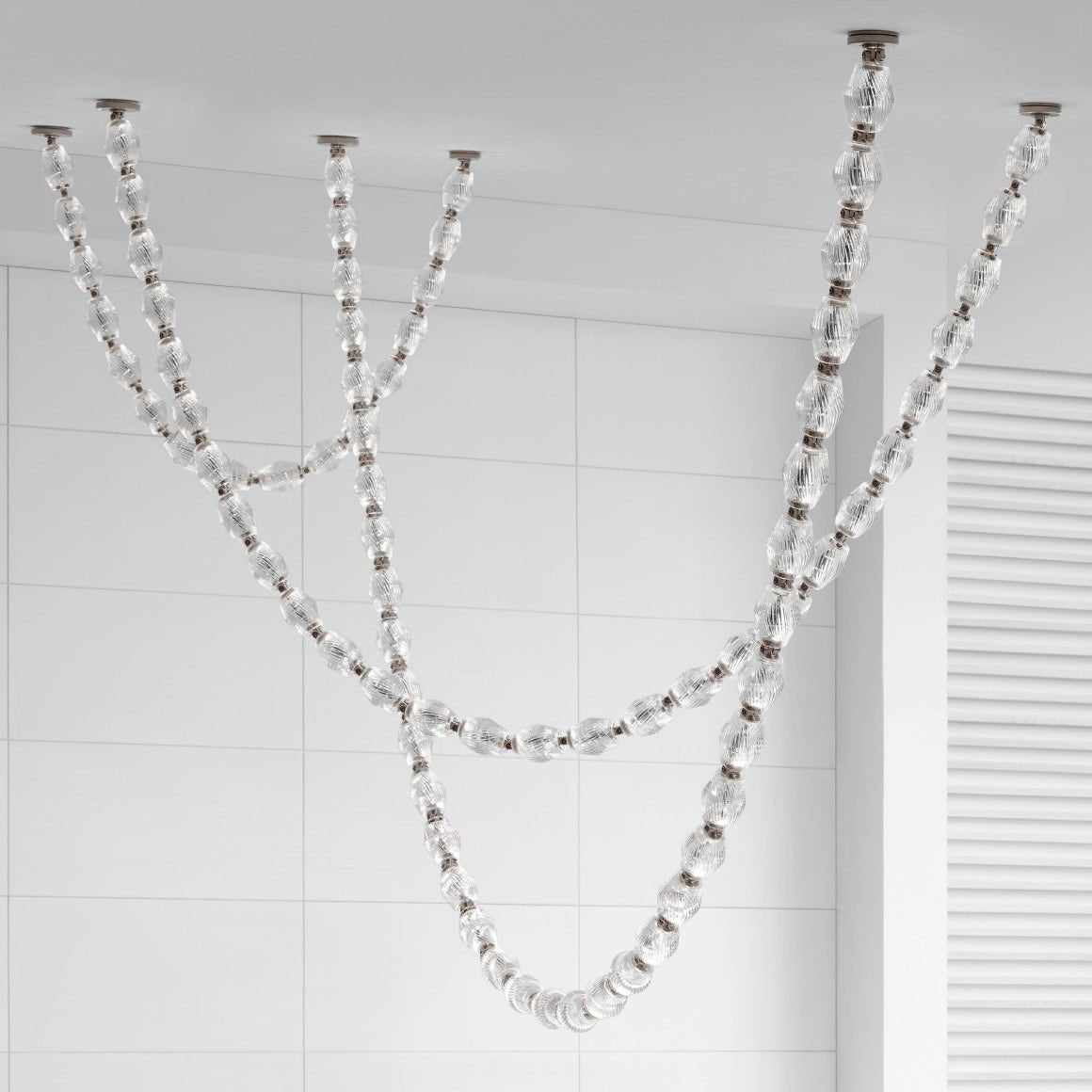 Riviere Glass Chain Chandelier – Modern Linear LED Pendant Light