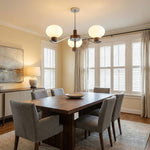 Colome Modern Glass Chandelier with Walnut Accents for Dining Room