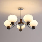 Colome Modern Glass Chandelier with Walnut Accents for Dining Room