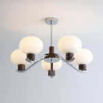 Colome Modern Glass Chandelier with Walnut Accents for Dining Room