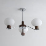 Colome Modern Glass Chandelier with Walnut Accents for Dining Room