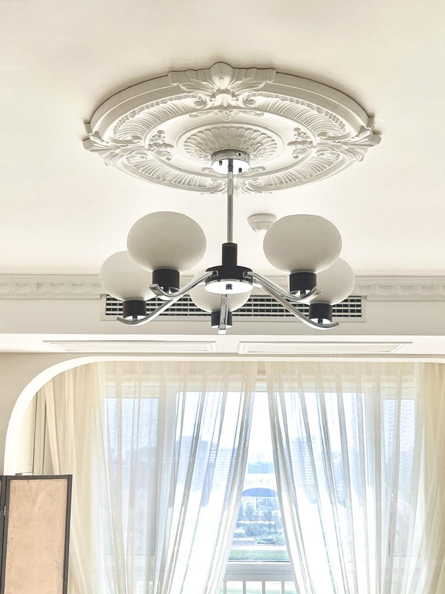 Colome Modern Glass Chandelier with Walnut Accents for Dining Room
