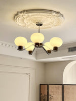 Colome Modern Glass Chandelier with Walnut Accents for Dining Room