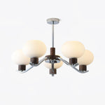 Colome Modern Glass Chandelier with Walnut Accents for Dining Room