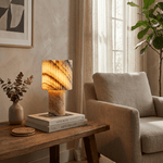 Colonna Onyx Table Lamp — Fluted Natural Stone Accent Light