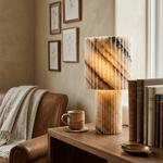 Colonna Onyx Table Lamp — Fluted Natural Stone Accent Light