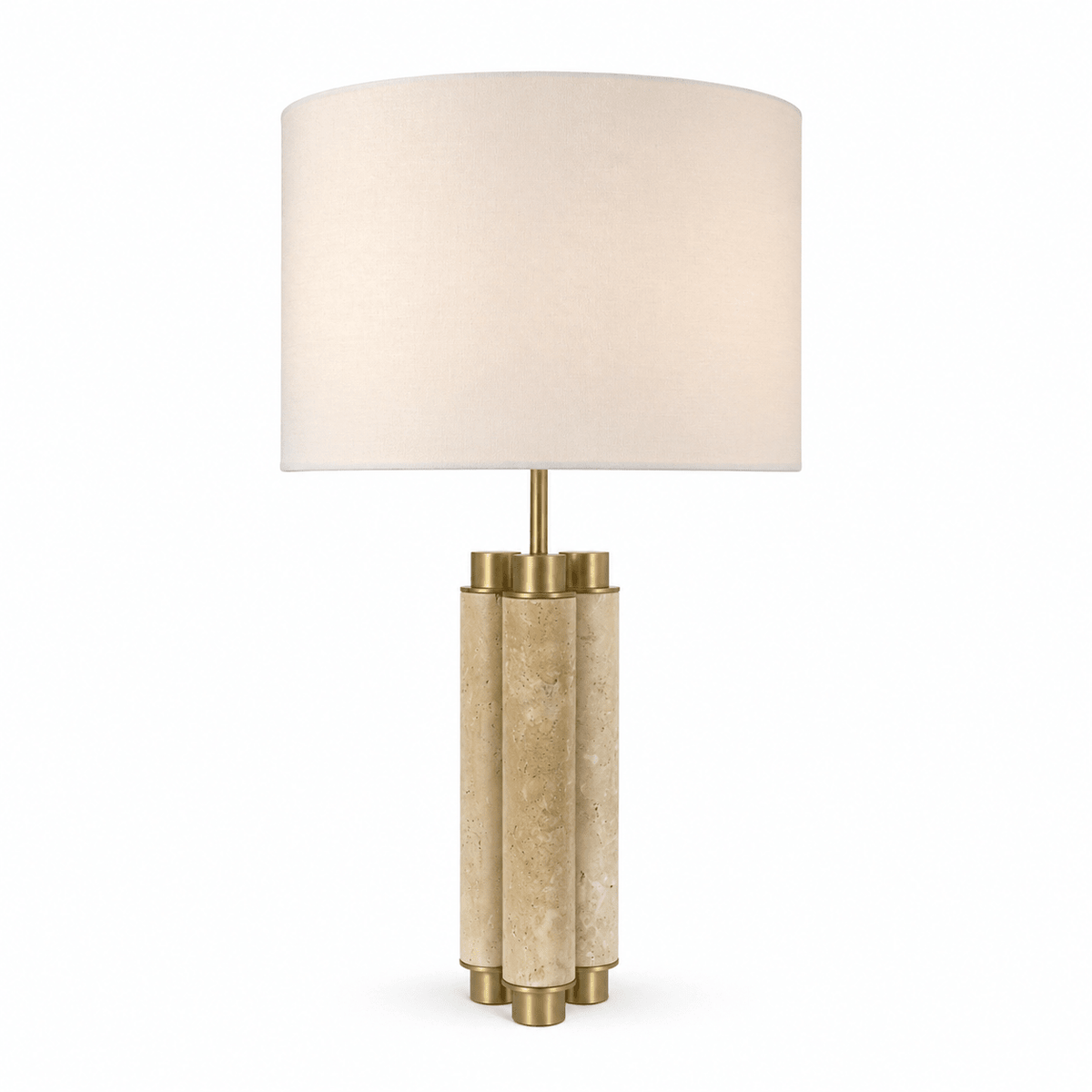 Colonnade Travertine Table Lamp with Brass Accents