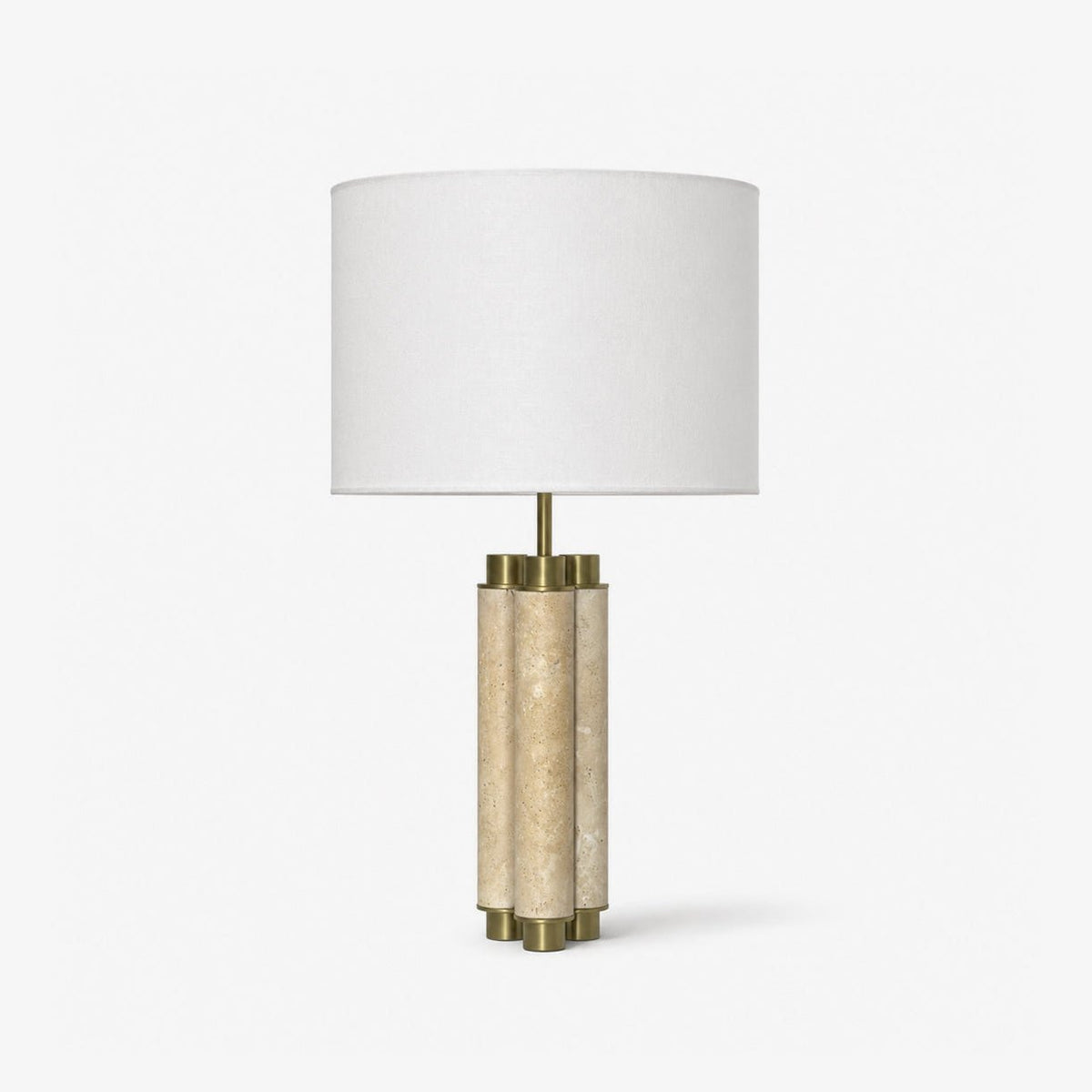 Colonnade Travertine Table Lamp with Brass Accents