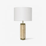 Colonnade Travertine Table Lamp with Brass Accents