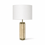 Colonnade Travertine Table Lamp with Brass Accents