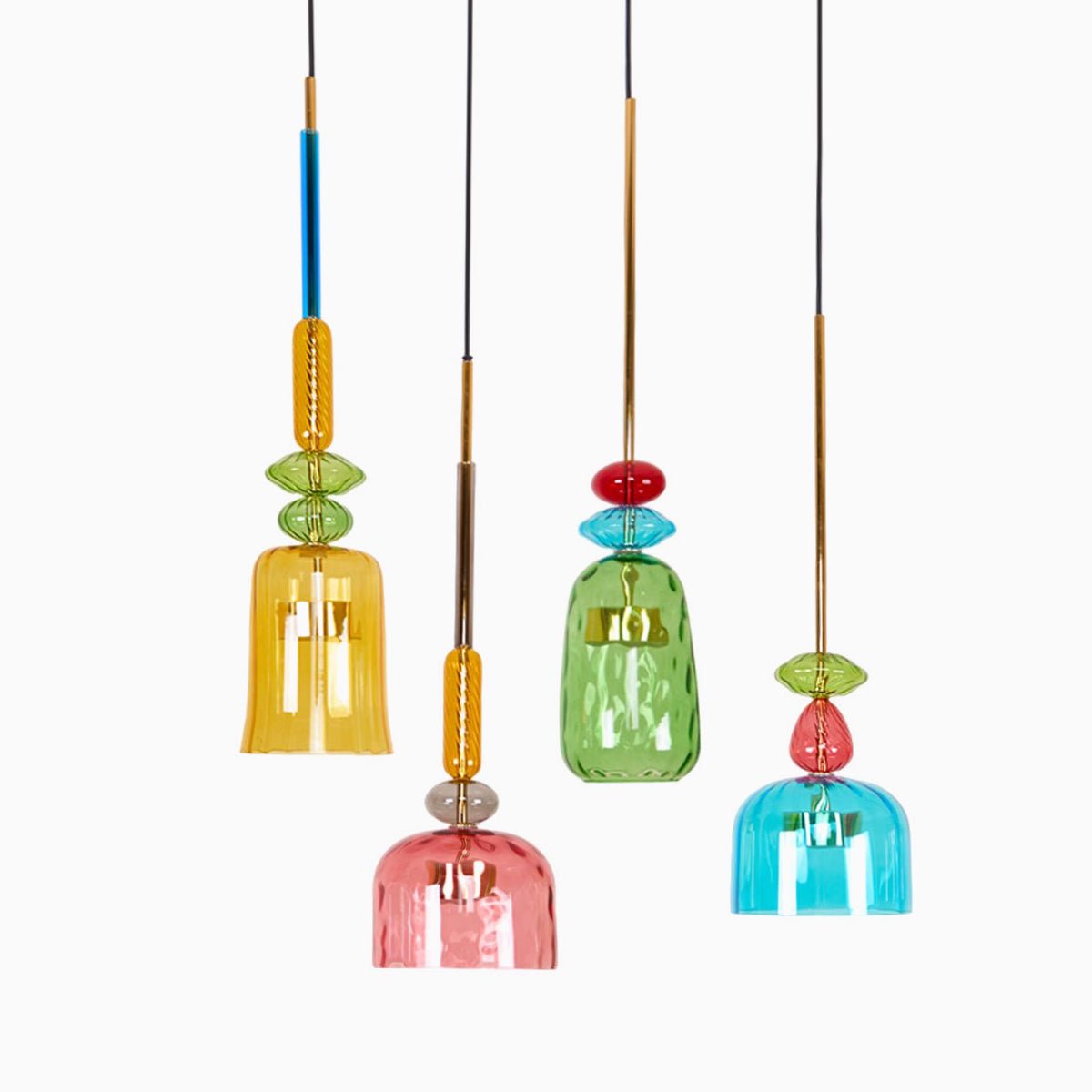 Art Glass Pendant Light – Hand-Blown Stained Glass Chandelier for Dining & Living