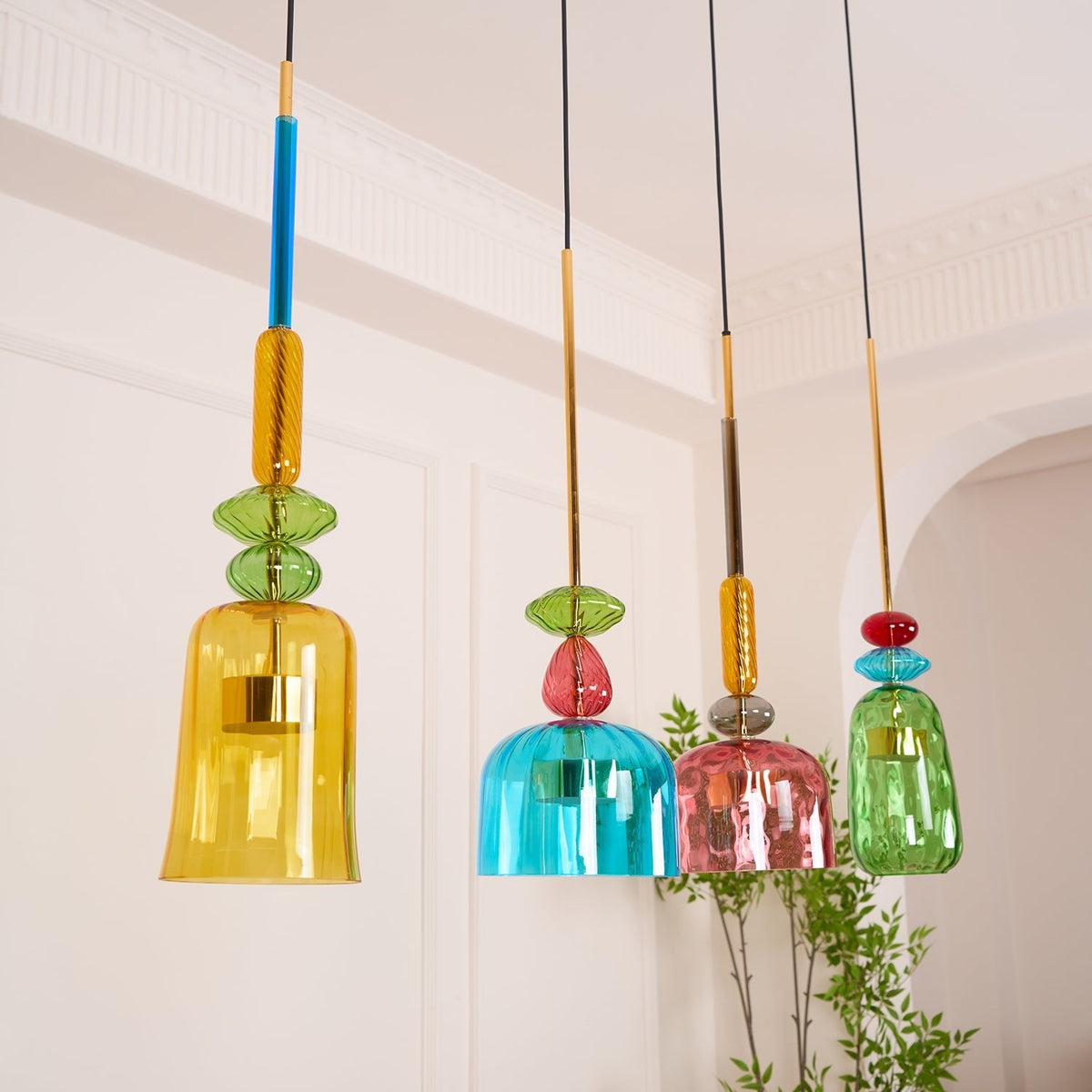Art Glass Pendant Light – Hand-Blown Stained Glass Chandelier for Dining & Living