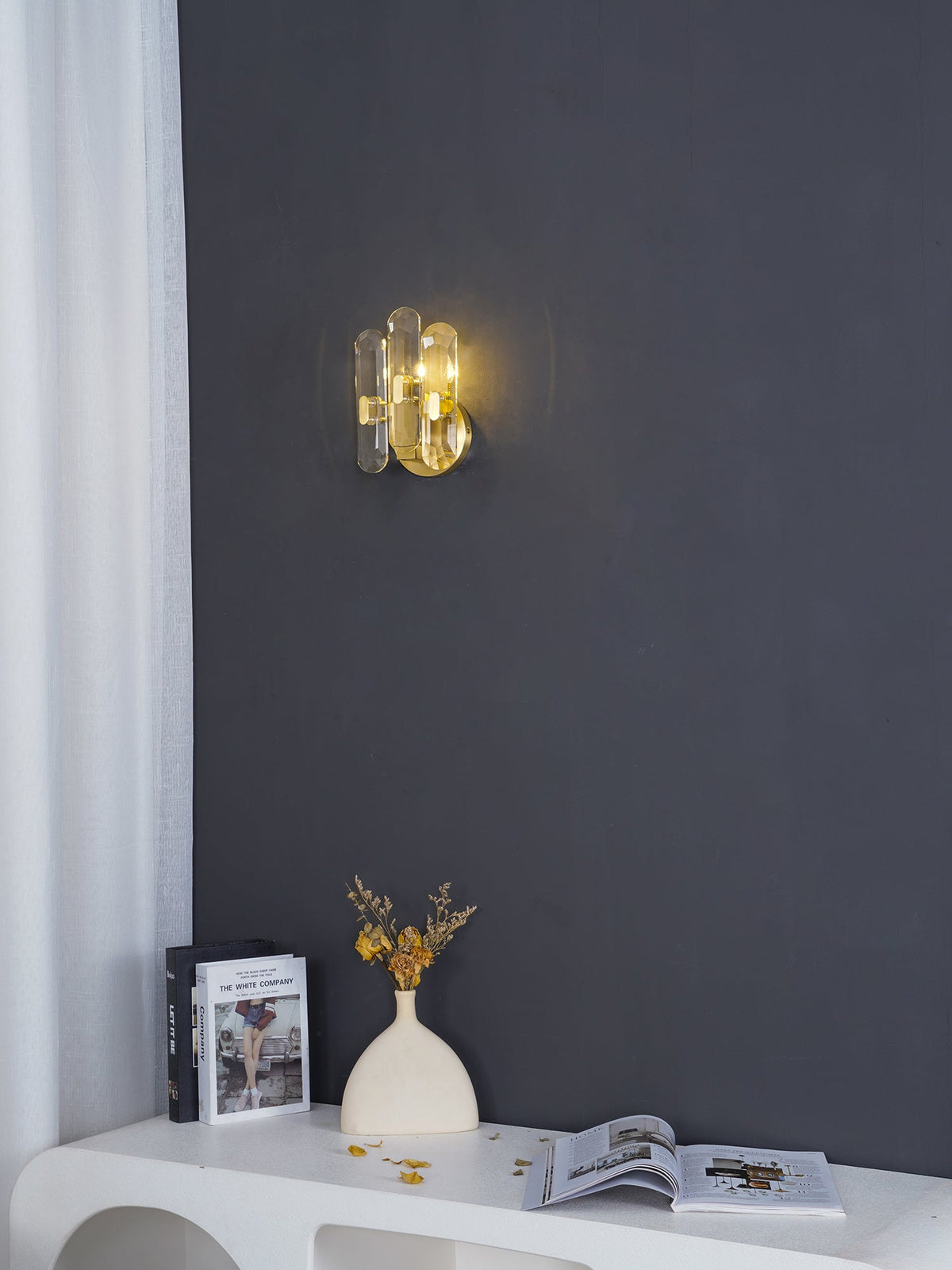 Bolton Crystal Wall Sconce in Brass for Bedroom and Living Room