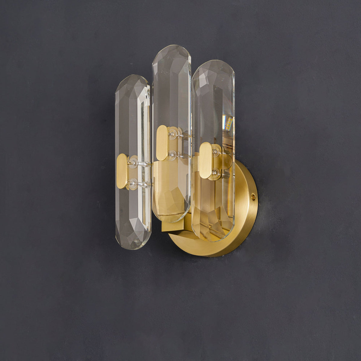Bolton Crystal Wall Sconce in Brass for Bedroom and Living Room