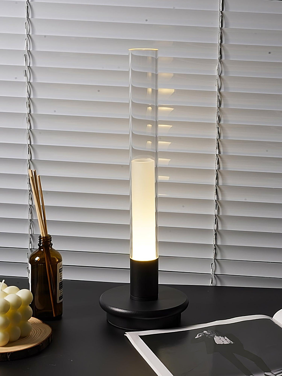 Column Built In Battery Table Lamp