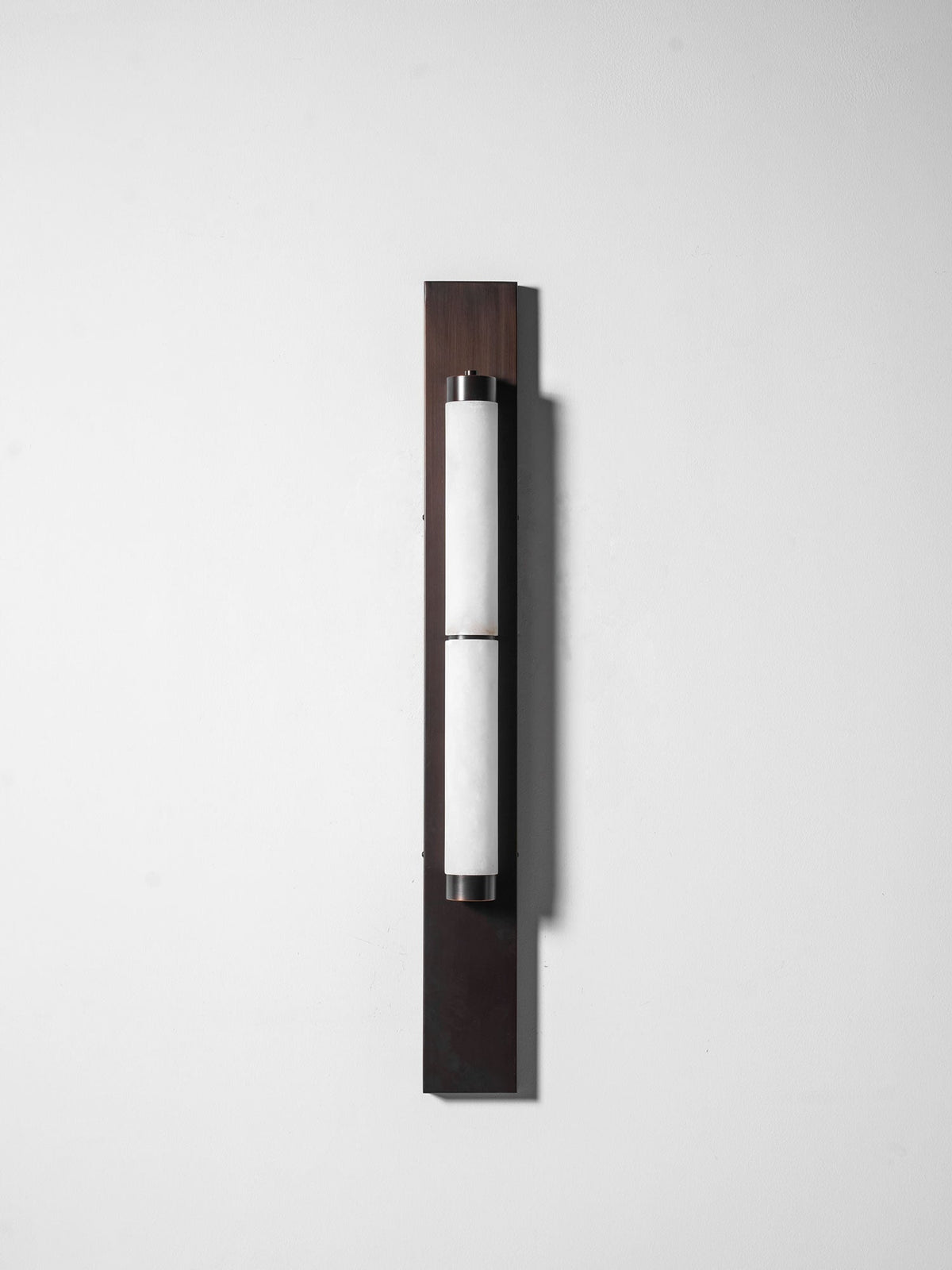 Columnar Alabaster Wall Sconce in Bronze Brass