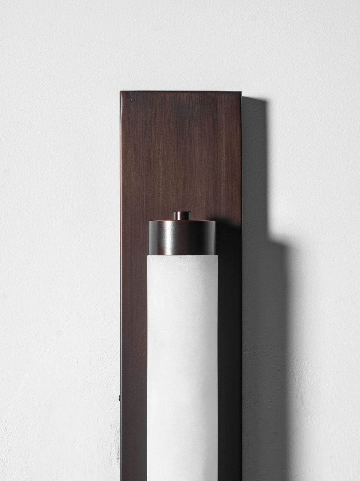 Columnar Alabaster Wall Sconce in Bronze Brass