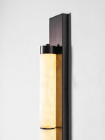 Columnar Alabaster Wall Sconce in Bronze Brass
