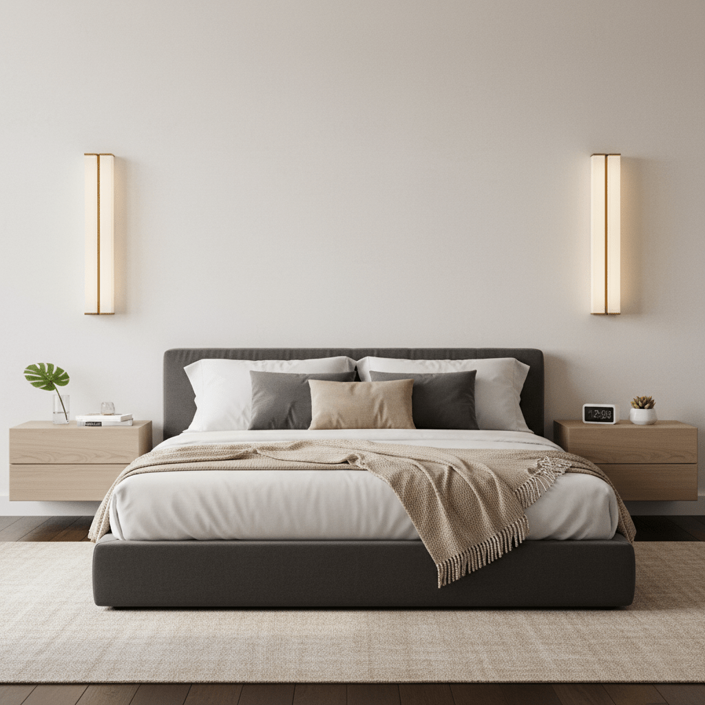 Columnar Fabric Wall Sconce with Gold Accents – Modern LED Lighting