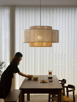 Handwoven Rattan Concentric Pendant Light for Modern Interiors