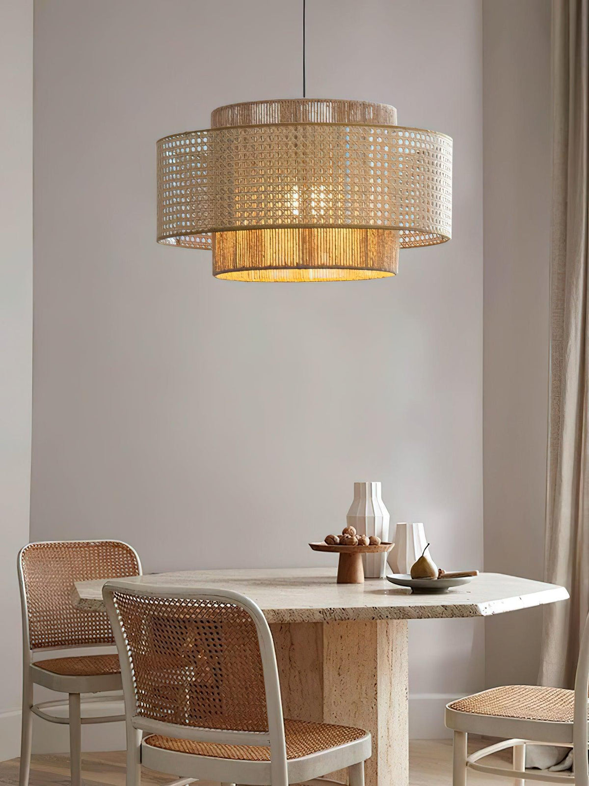 Handwoven Rattan Concentric Pendant Light for Modern Interiors