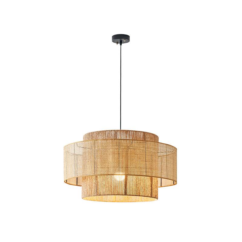 Handwoven Rattan Concentric Pendant Light for Modern Interiors
