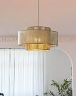 Handwoven Rattan Concentric Pendant Light for Modern Interiors