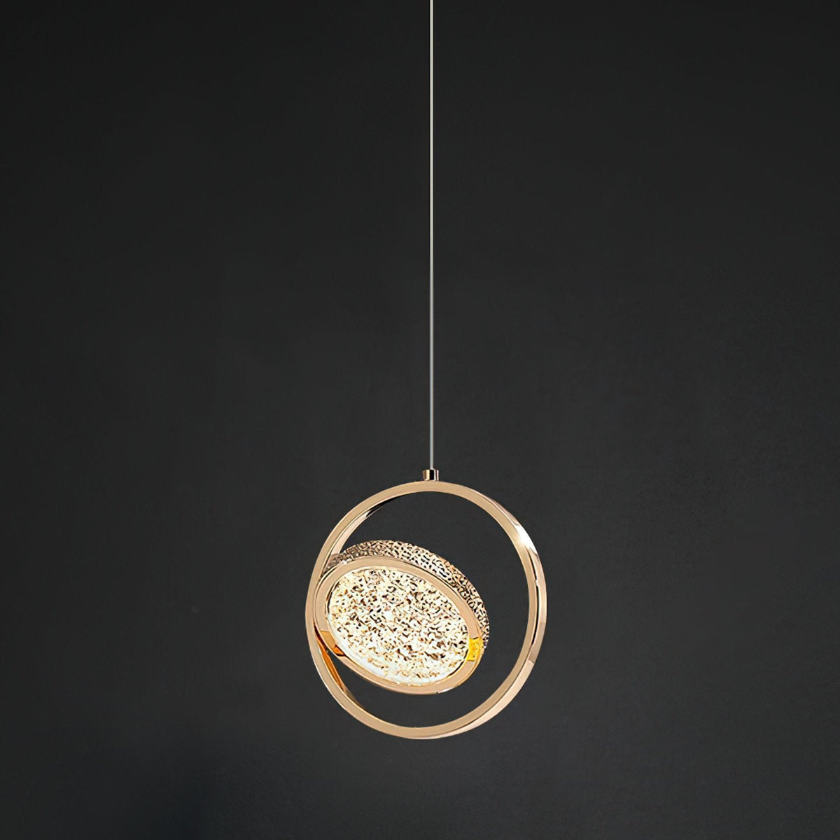 Concentric Ring Crystal Pendant Light