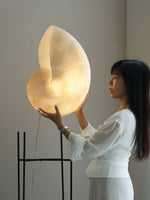 Conch Bloom Sculptural Resin Table Lamp with Nautilus Shell Design