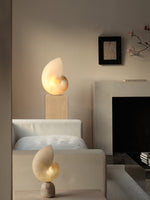 Conch Bloom Sculptural Resin Table Lamp with Nautilus Shell Design