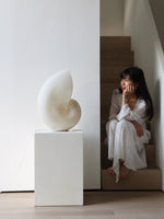 Conch Bloom Sculptural Resin Table Lamp with Nautilus Shell Design