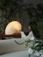 Conch Bloom Sculptural Resin Table Lamp with Nautilus Shell Design