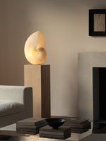 Conch Bloom Sculptural Resin Table Lamp with Nautilus Shell Design