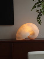 Conch Bloom Sculptural Resin Table Lamp with Nautilus Shell Design