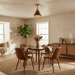 Cone Semi-Flush Ceiling Light in Walnut and Brass