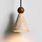 Cone Wood Bead Wall Sconce in Yellow Travertine