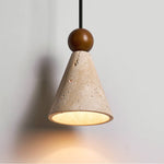 Cone Wood Bead Wall Sconce in Yellow Travertine
