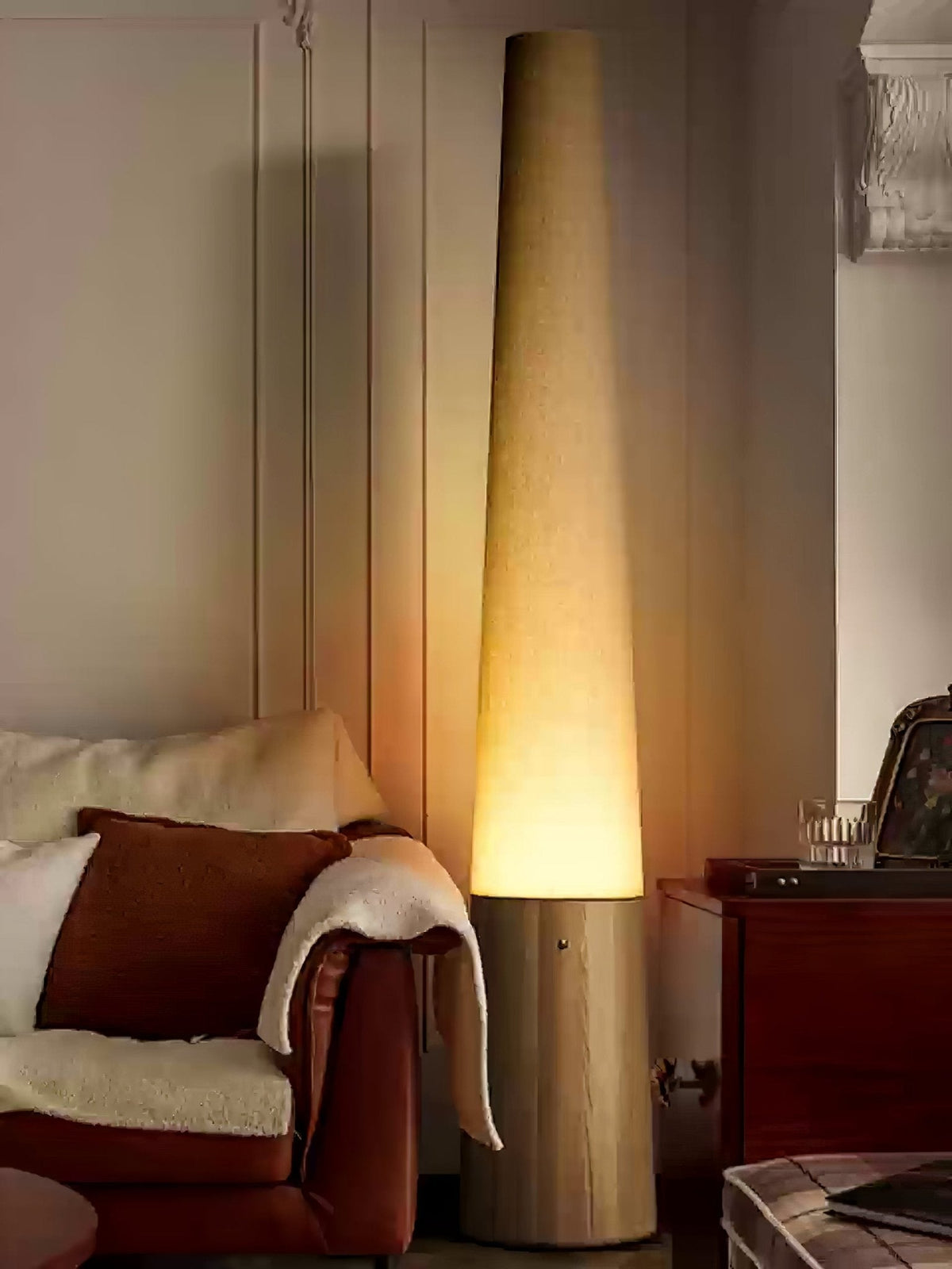 Cone Wooden Floor Lamp – Modern LED Floor Light for Living Room & Bedroom