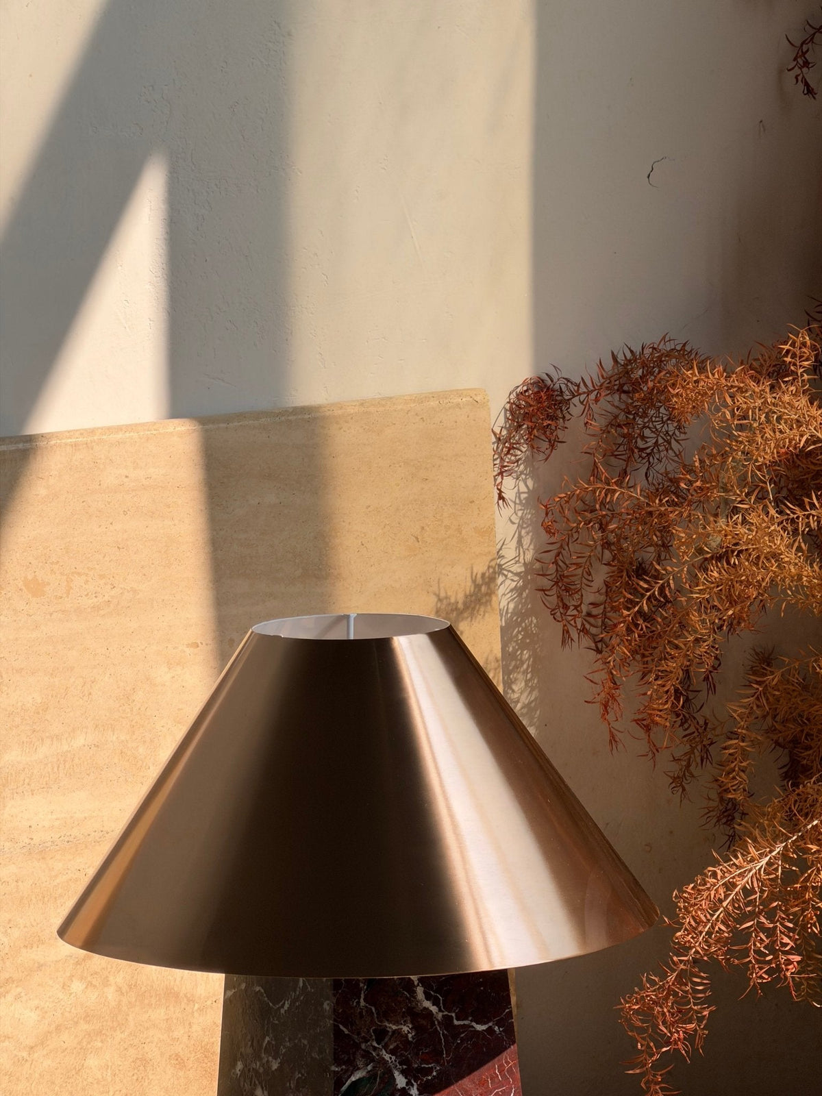 Conic Marble Table Lamp with Brass Shade for Modern Interiors