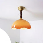 Coral Crest Ceiling Lamp – Designer Flush Mount with Wood Beads