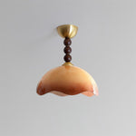 Coral Crest Ceiling Lamp – Designer Flush Mount with Wood Beads