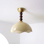 Coral Crest Ceiling Lamp – Designer Flush Mount with Wood Beads