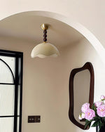 Coral Crest Ceiling Lamp – Designer Flush Mount with Wood Beads