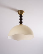 Coral Crest Ceiling Lamp – Designer Flush Mount with Wood Beads