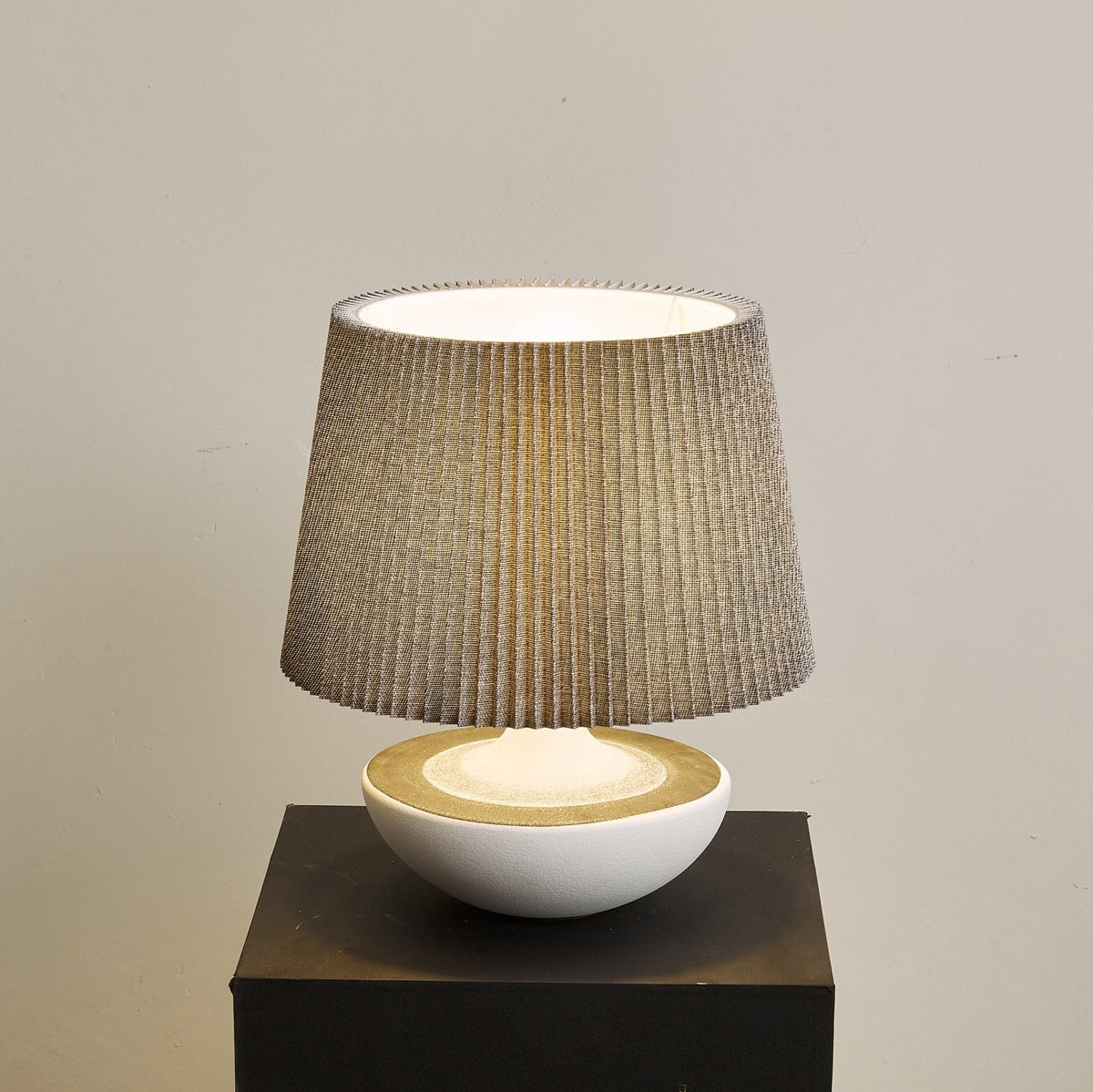 Cordelle Sculptural Ceramic Table Lamp with Pleated Fabric Shade